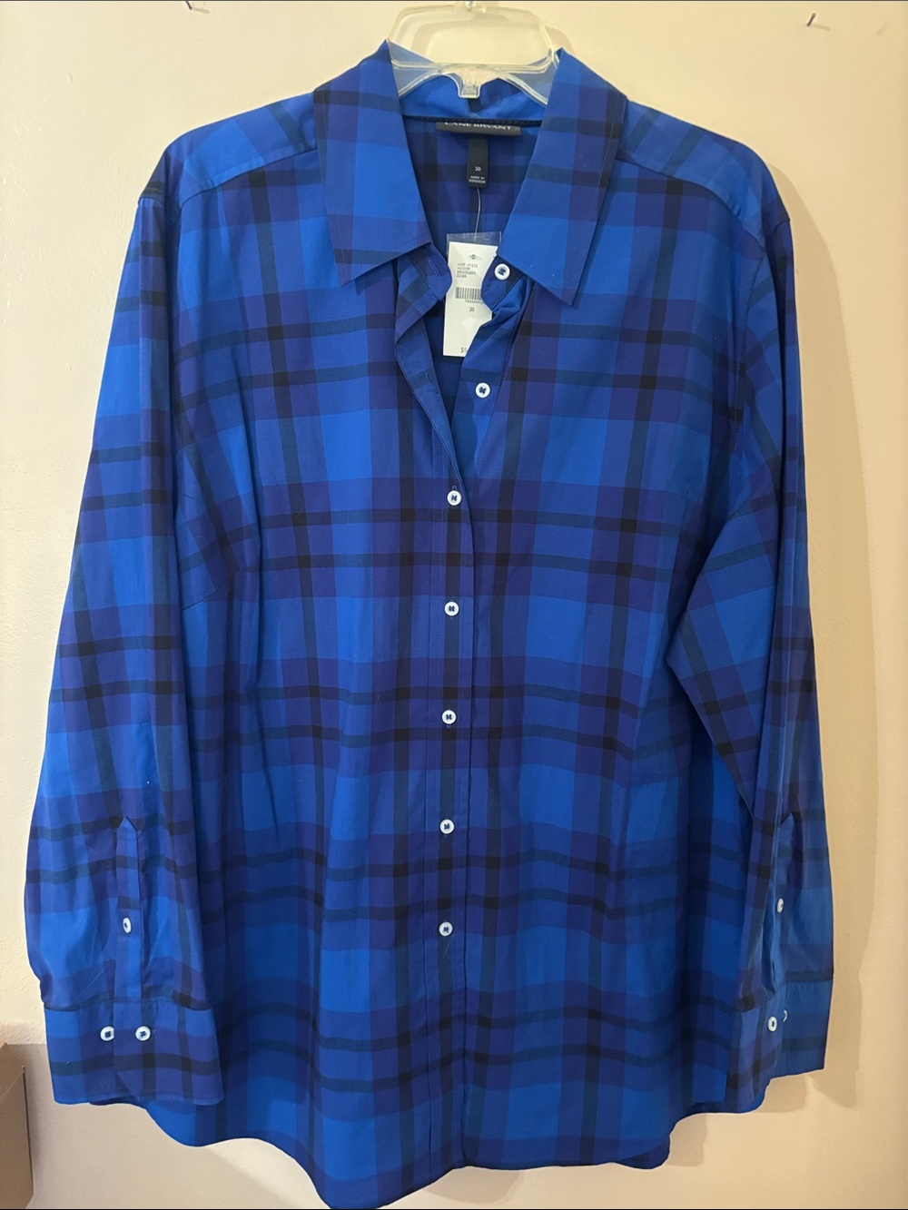 Lane Bryant Stunning Blue and Purple Plaid Blouse